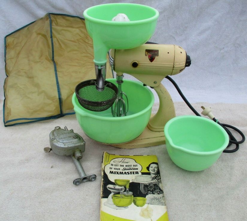 Vintage Sunbeam Mixmaster 12 Speed Stand Mixer with All Accessories Model  01960